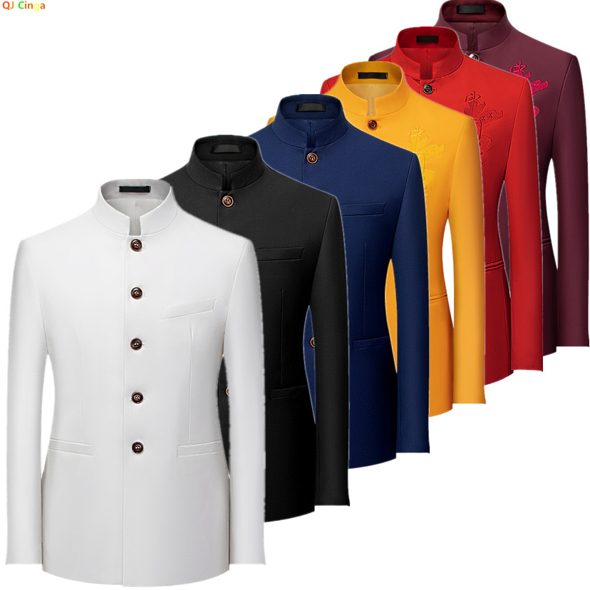 Men Formal Wear Red - Traje de Chaqueta de Manga Larga