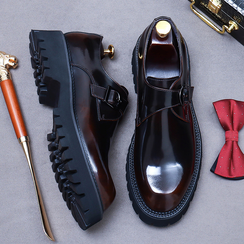Men'S Luxury Formal Wear - Zapatos de cuero genuino con plataforma