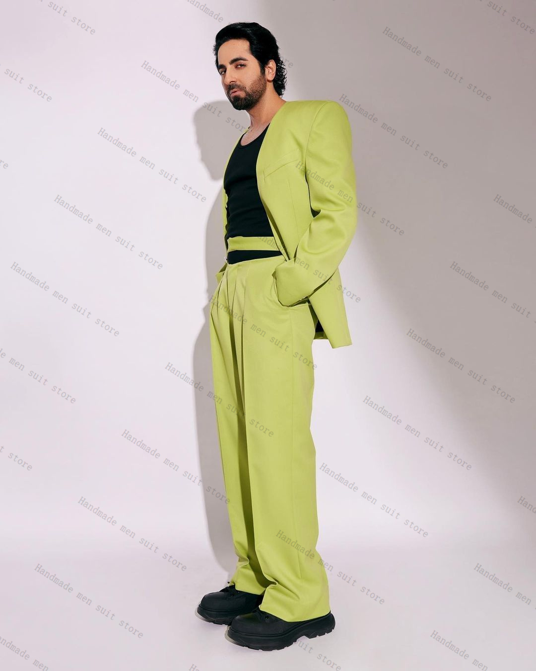 Conjunto de traje verde a la m - Men Formal Wear With Coat reseña y precio