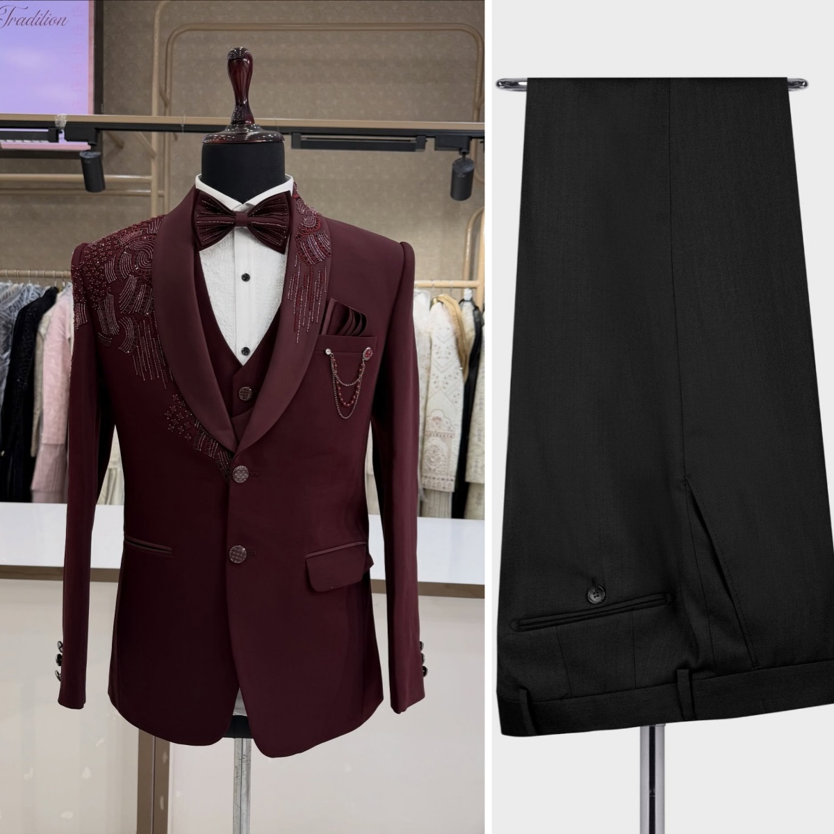 Trajes de Novio de 3 Piezas co - Men Formal Wear Red reseña y precio